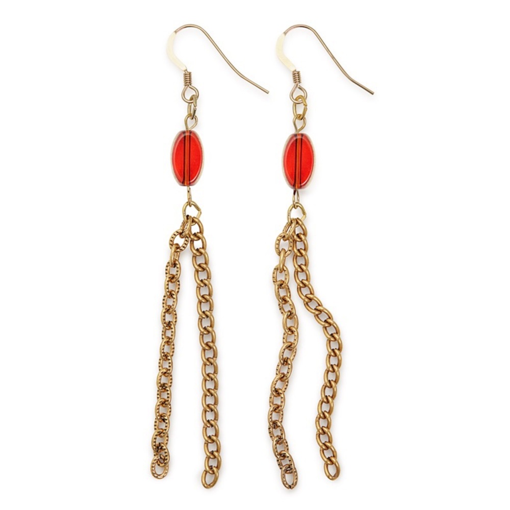 Alex and Ani Red Chain Earrings